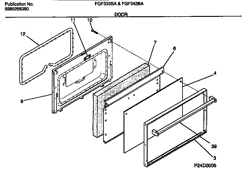 Frigidaire FGF333SADB door diagram