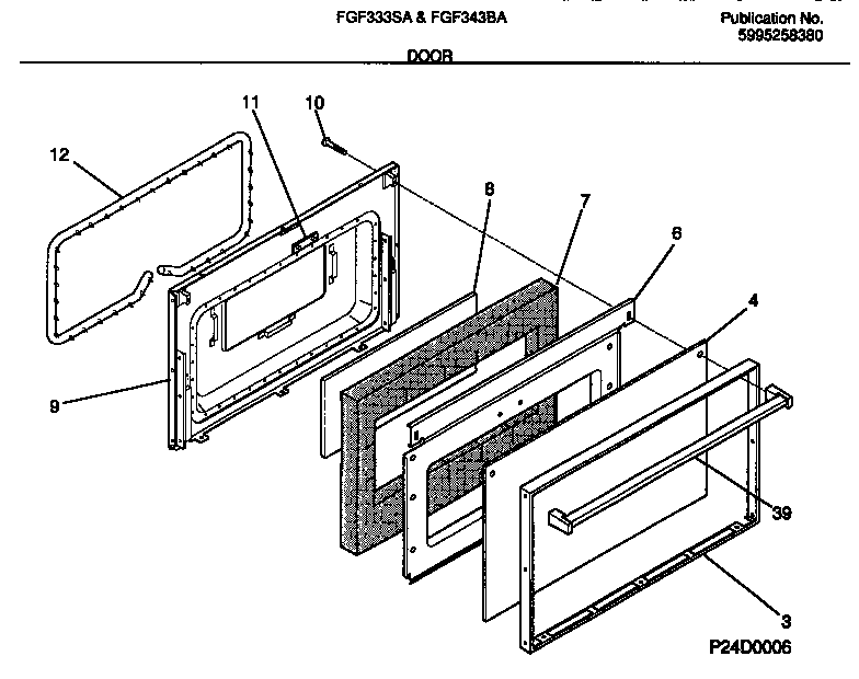 Frigidaire FGF333SADB door diagram