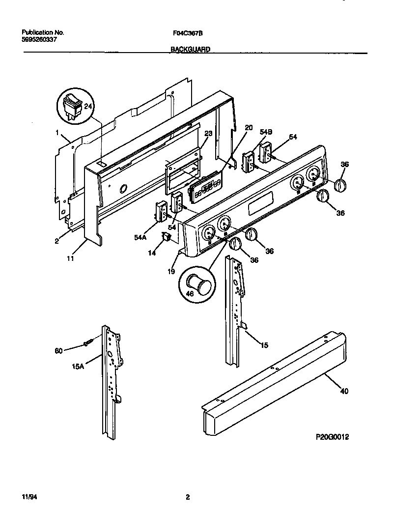Frigidaire F04C367BBA backguard diagram