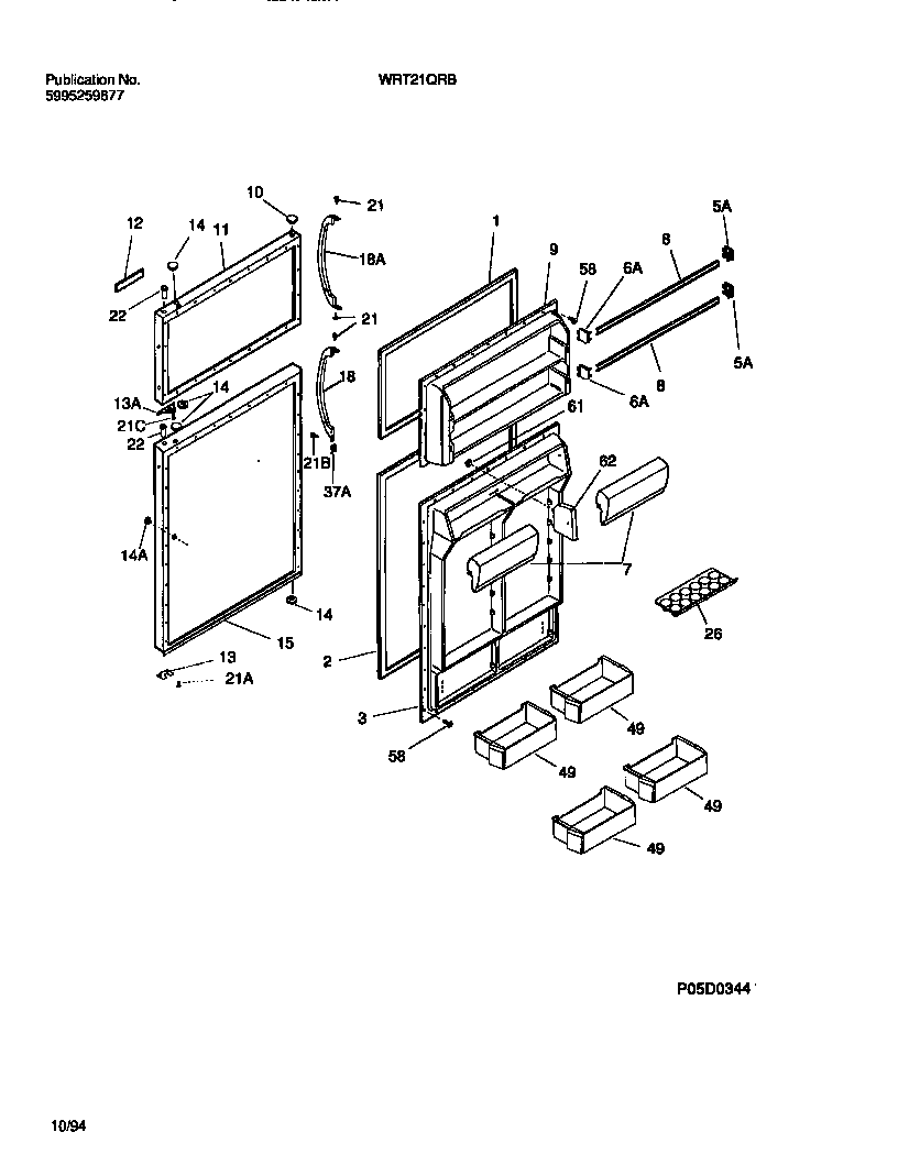 White-Westinghouse WRT21QRBW1 door diagram