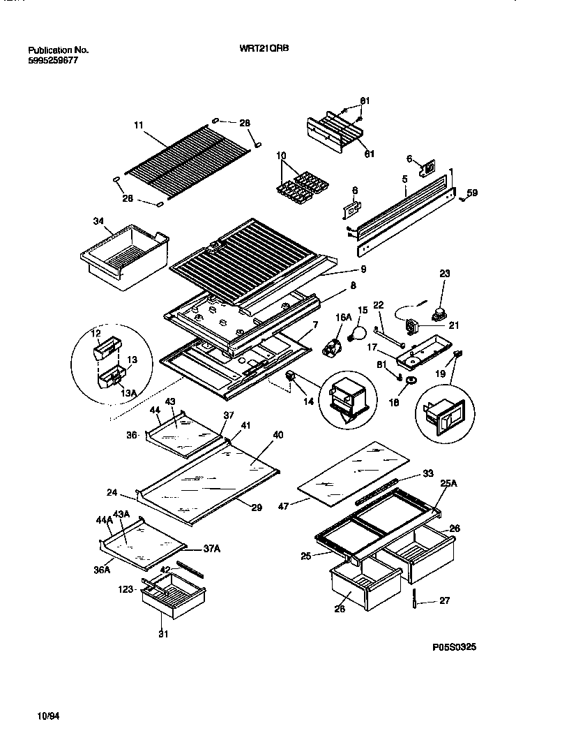 White-Westinghouse WRT21QRBW1 shelves, controls, divider, mullion diagram