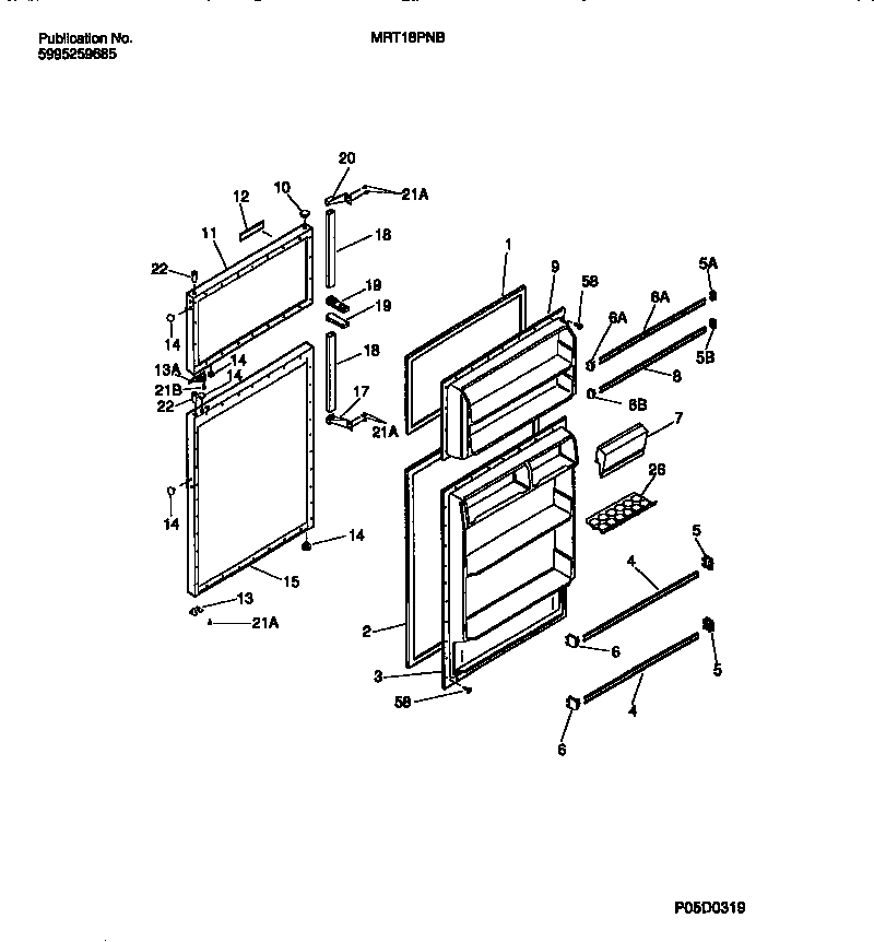 Universal/Multiflex (Frigidaire) MRT18PNBZ1 door section diagram