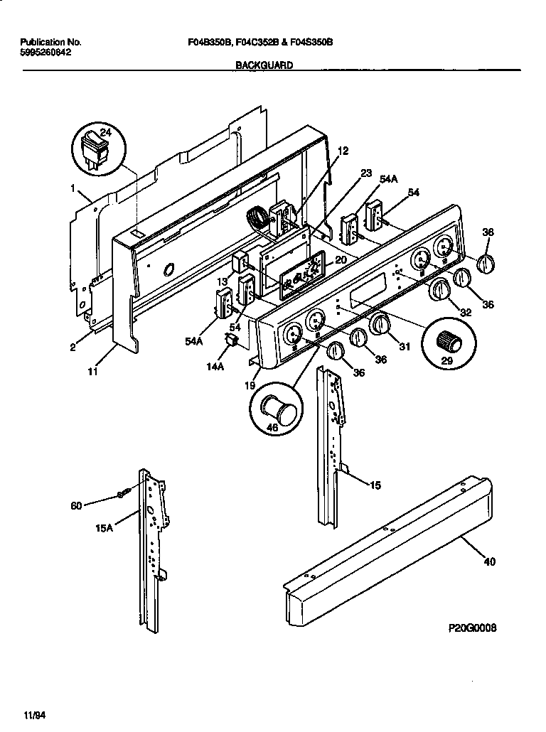Frigidaire F04S350BWA backguard diagram