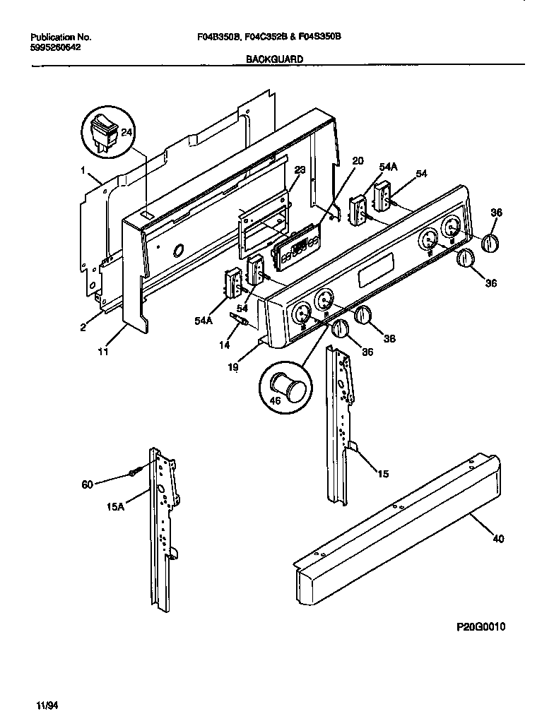 Frigidaire F04S350BWA backguard diagram