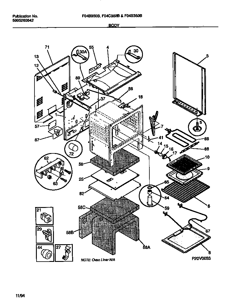 Frigidaire F04S350BWA body diagram