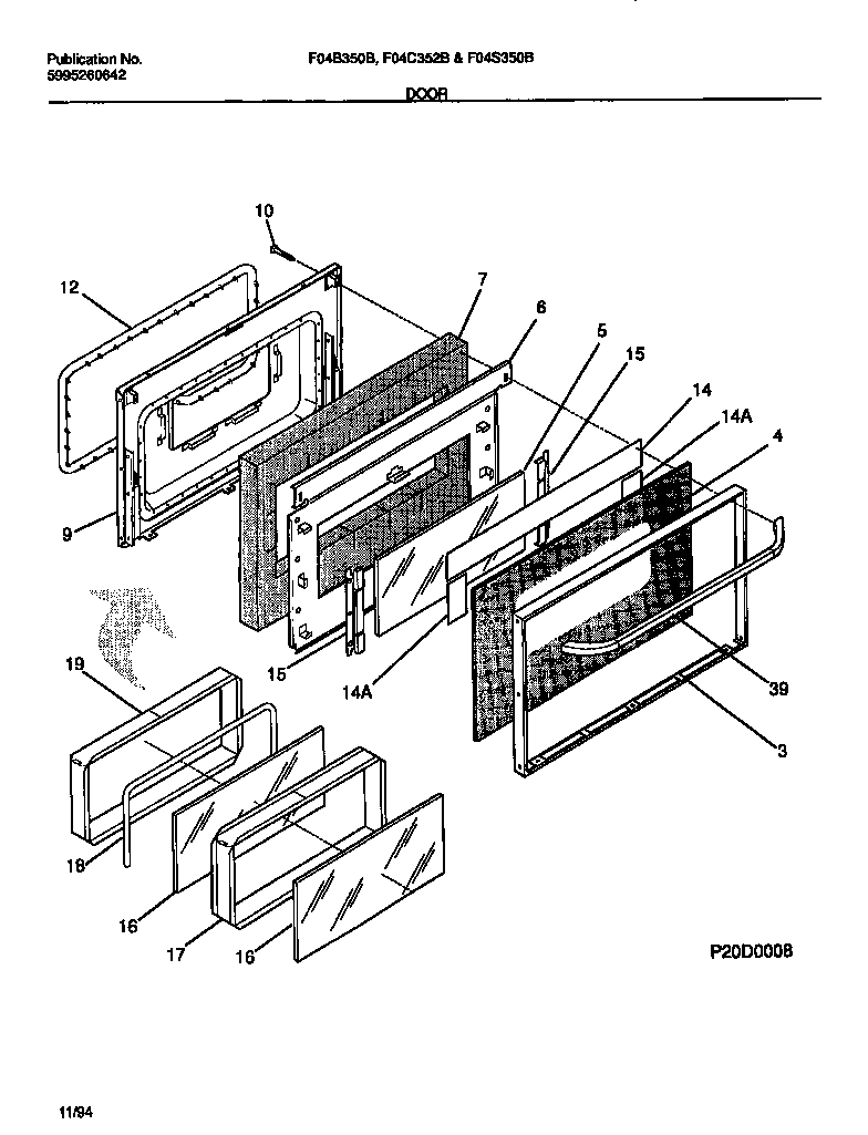 Frigidaire F04S350BWA door diagram