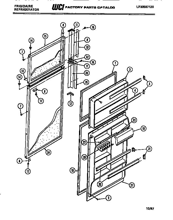 Frigidaire FPI16TEL0 food & freezer doors diagram