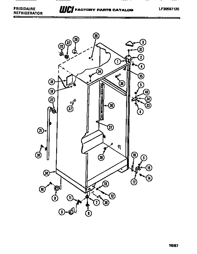 Frigidaire FPI16TEL0 cabinet diagram
