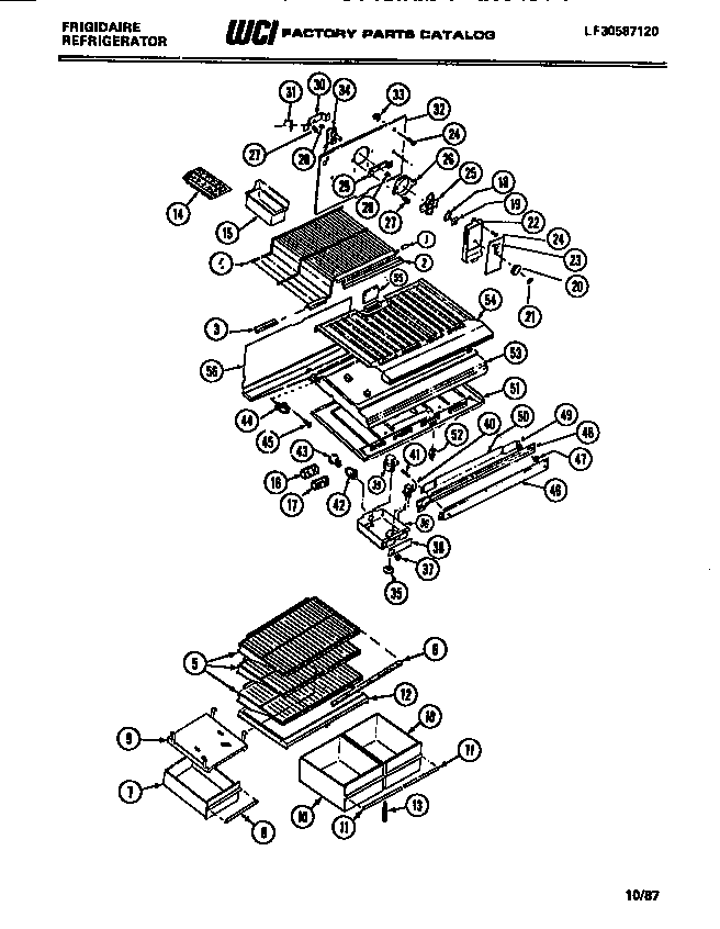 Frigidaire FPI16TEL0 shelves, moulding diagram