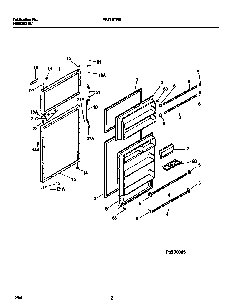 Frigidaire FRT18TRBW1 food and freezer doors diagram