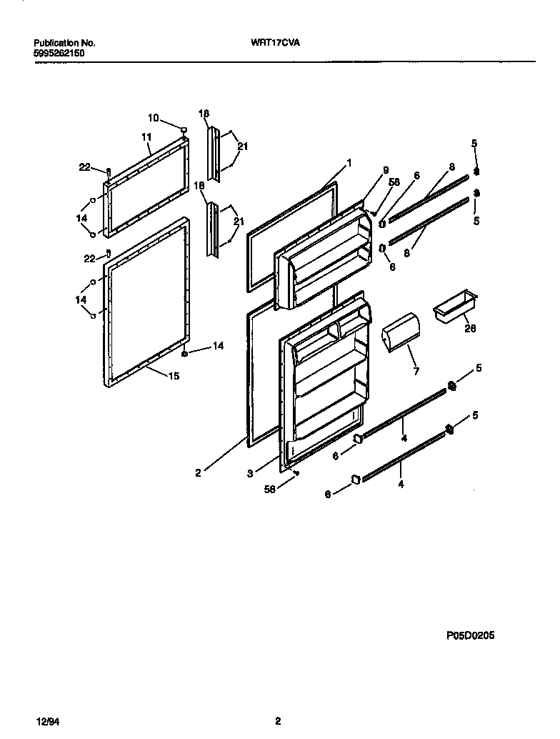 White-Westinghouse WRT17CVAY2 door diagram