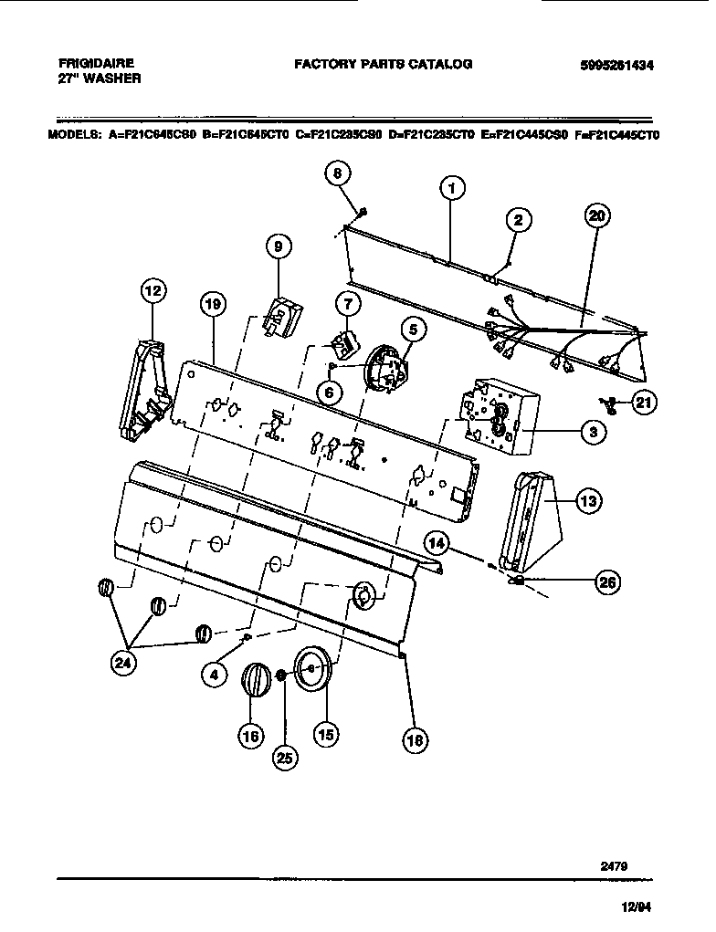 Frigidaire F21C645CT0 console diagram