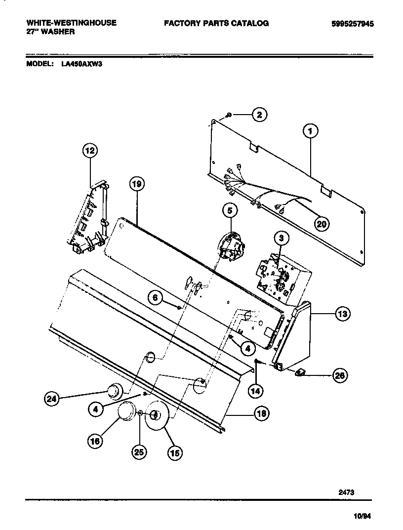 White-Westinghouse LA450AXD3 console & controls diagram