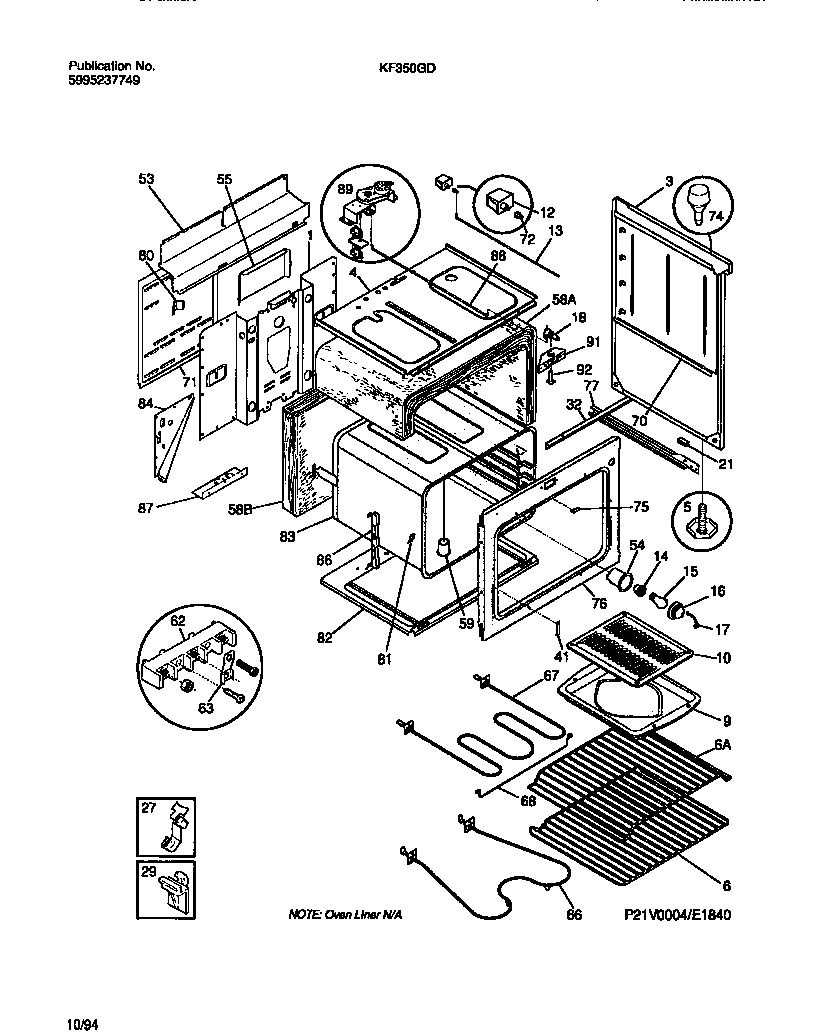White-Westinghouse KF350GDD8 body diagram
