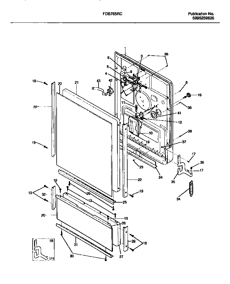 Frigidaire FDB765RCR0 door diagram
