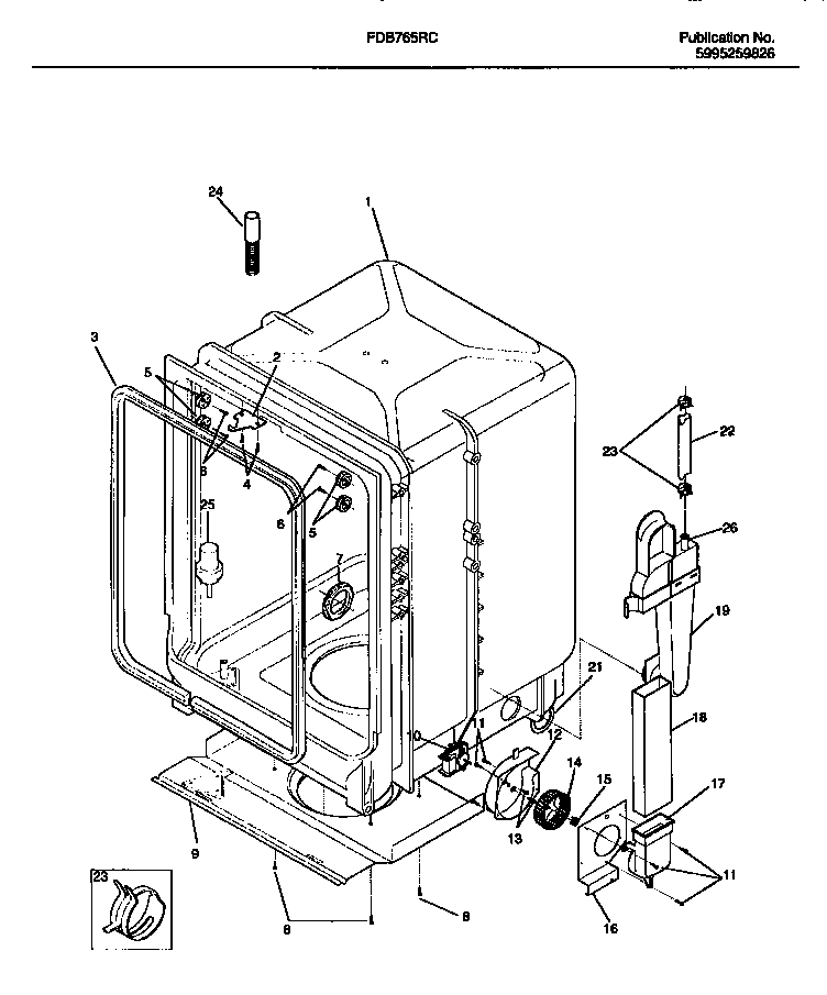 Frigidaire FDB765RCR0 tub diagram