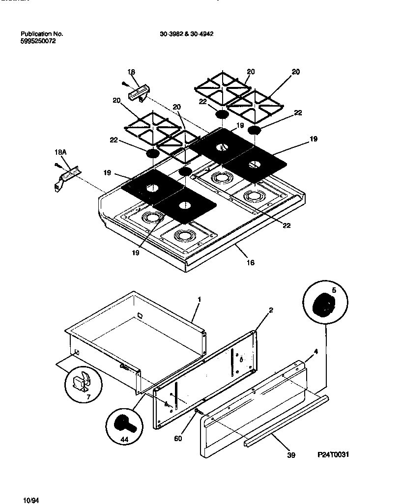 Tappan 30-4942-23-03 top/drawer diagram