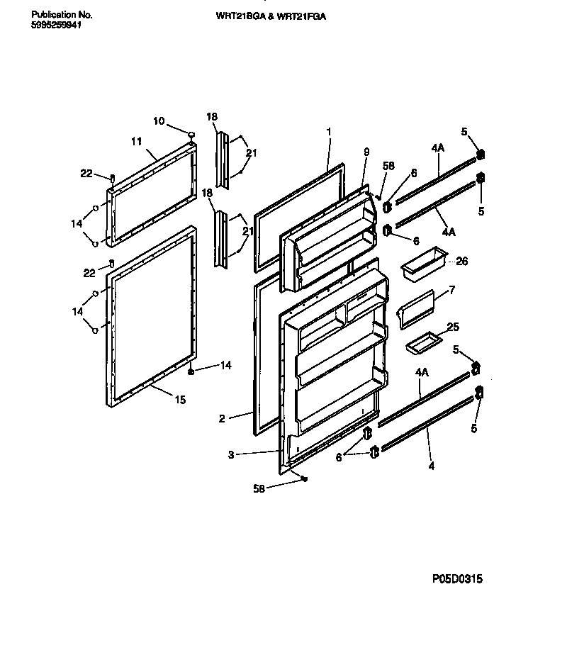 White-Westinghouse WRT21BGAW2 door diagram