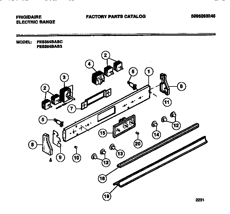 Frigidaire FES354BAB3 backguard diagram