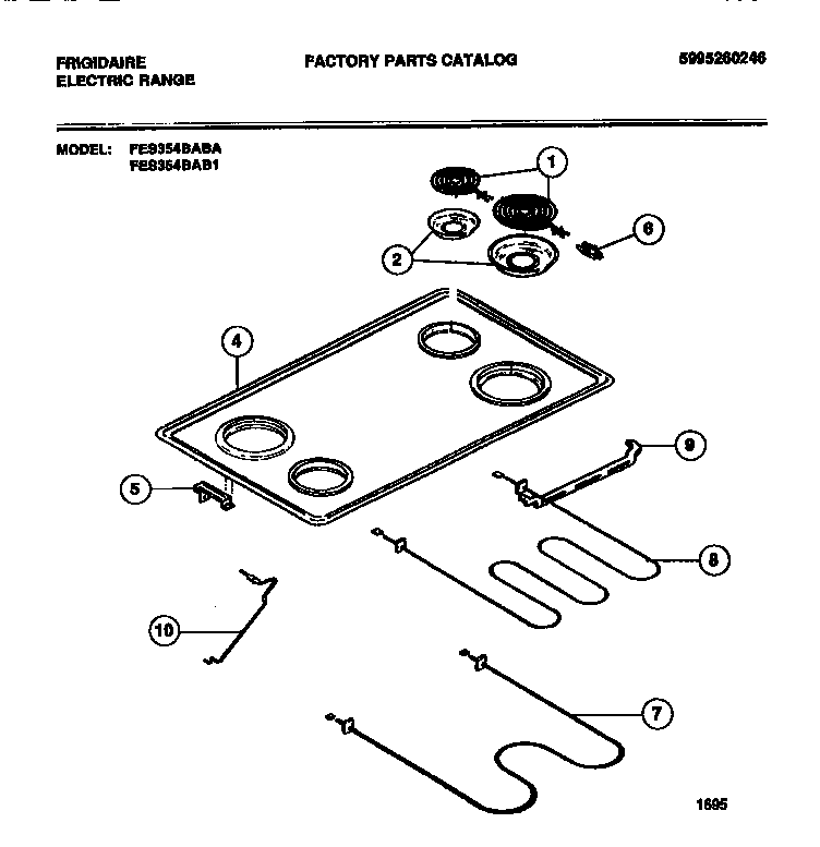 Frigidaire FES354BAB3 top diagram