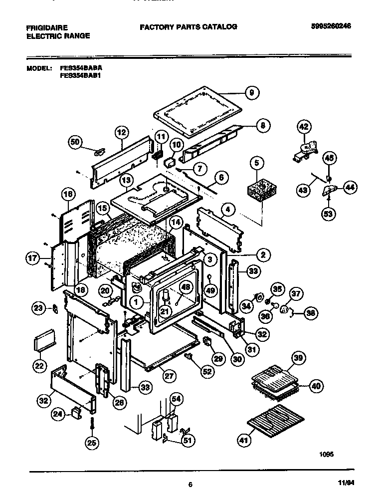 Frigidaire FES354BAB3 body diagram