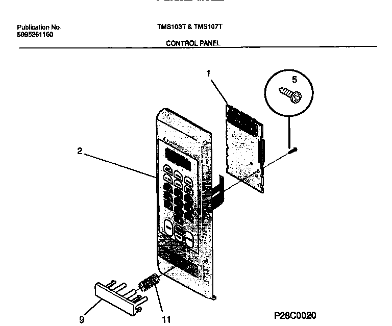 Tappan TMS107T1B1 control panel diagram