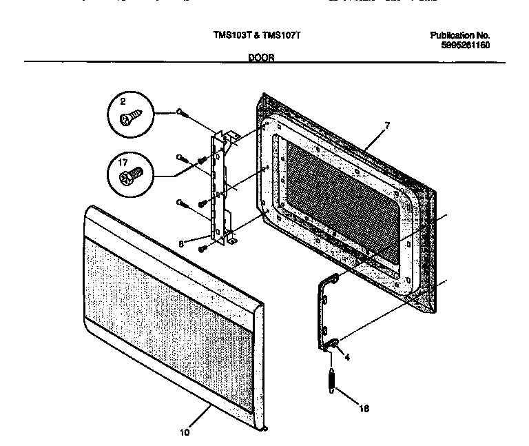 Tappan TMS107T1B1 door diagram