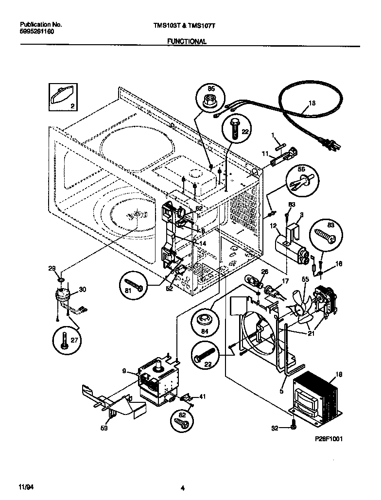 Tappan TMS107T1B1 functional diagram