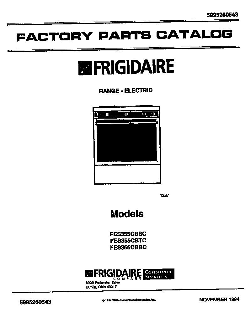 Frigidaire FES355CBTC front cover diagram