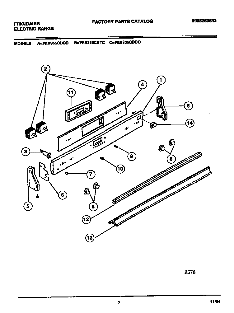 Frigidaire FES355CBTC backguard diagram