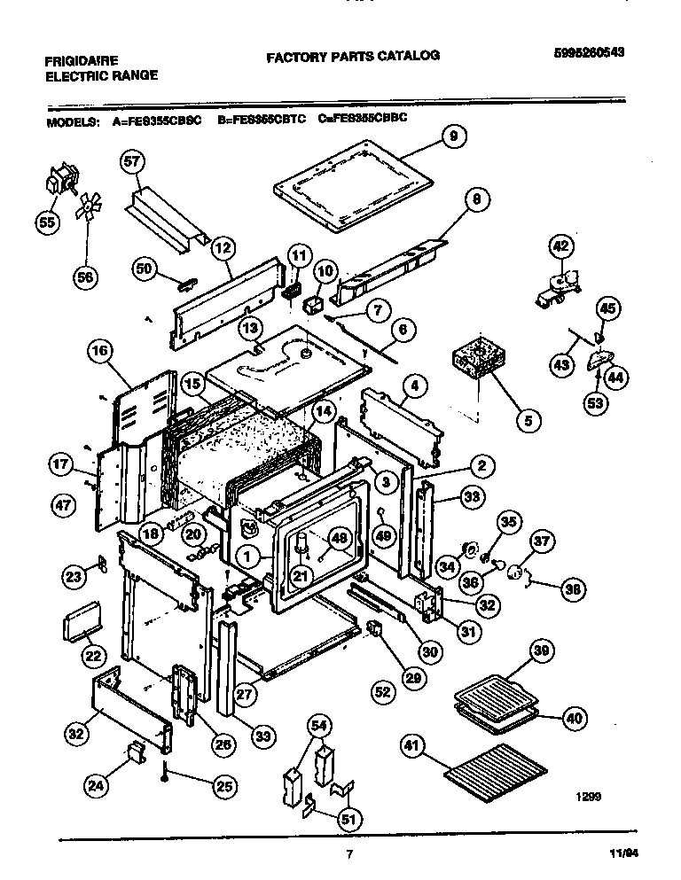 Frigidaire FES355CBTC body diagram