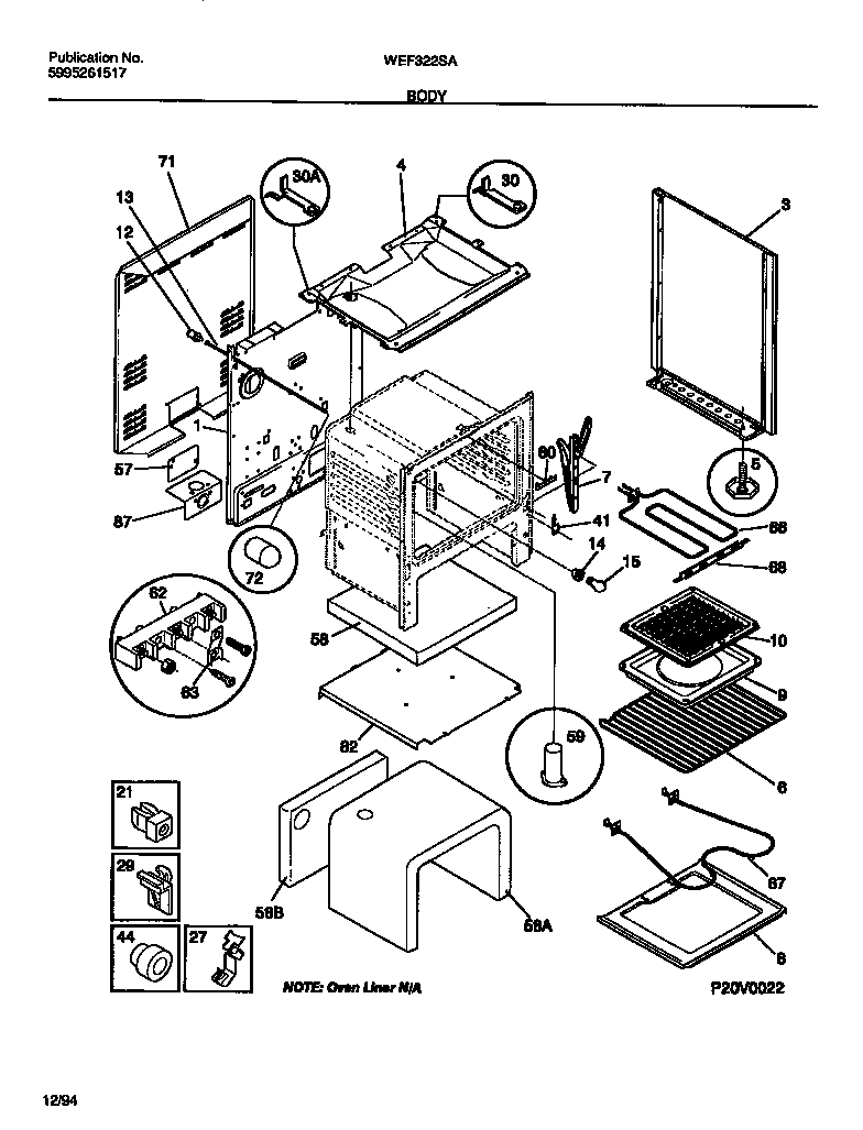White-Westinghouse WEF322SAWA body diagram