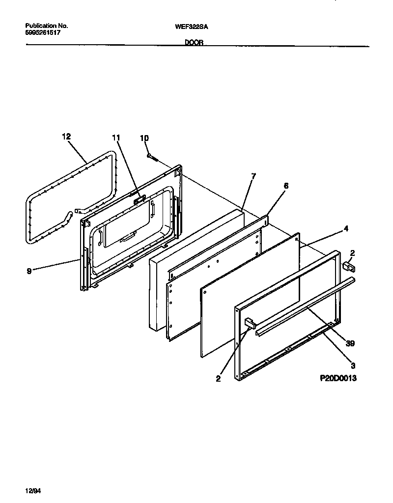 White-Westinghouse WEF322SAWA door diagram