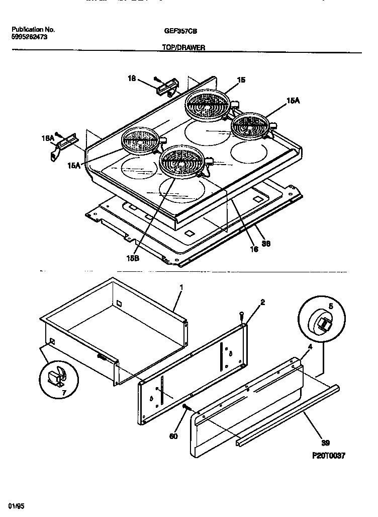 Gibson GEF357CBTA top/drawer diagram