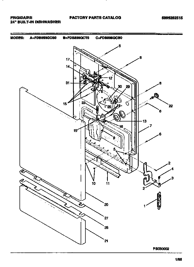 Frigidaire FDB898GCT0 door diagram