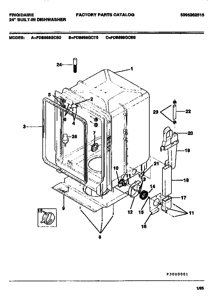 Frigidaire FDB898GCT0 tub diagram