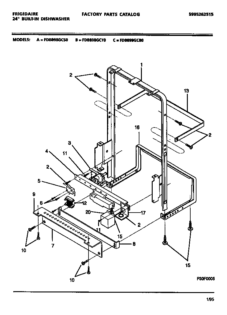 Frigidaire FDB898GCT0 frame diagram