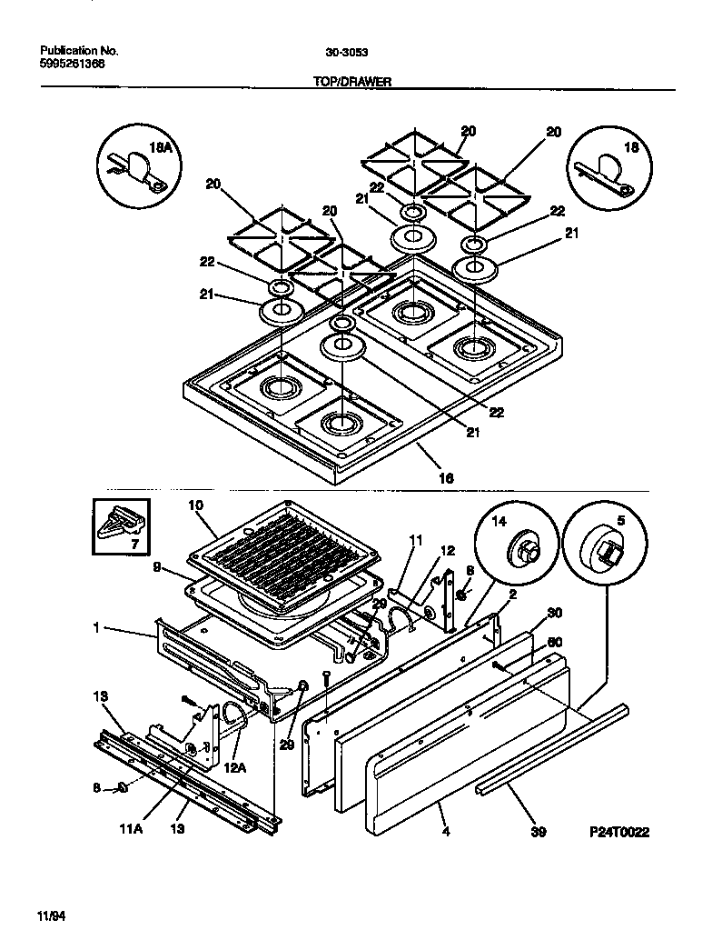 Tappan 30-3053-23-02 top/drawer diagram
