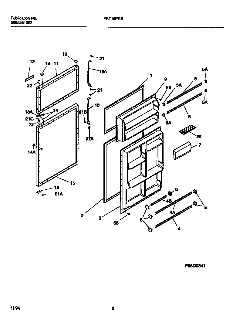 Frigidaire FRT19PRBW2 food and freezer doors diagram