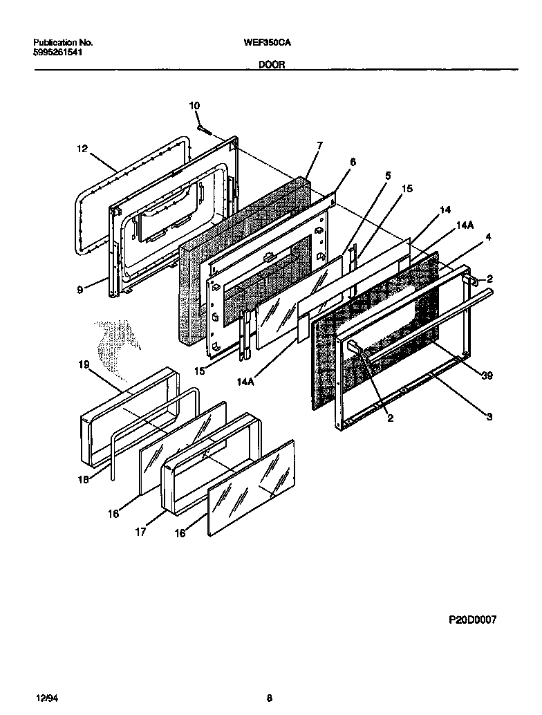 White-Westinghouse WEF350CASA door diagram