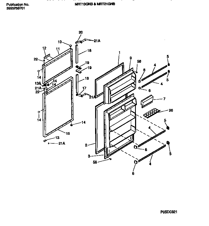 Universal/Multiflex (Frigidaire) MRT19GNBZ2 door section diagram
