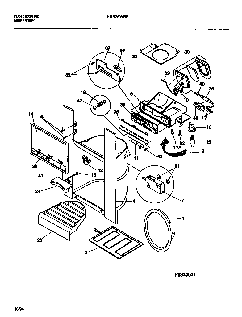 Frigidaire FRS26WRBW0 i & w dispenser (door) diagram