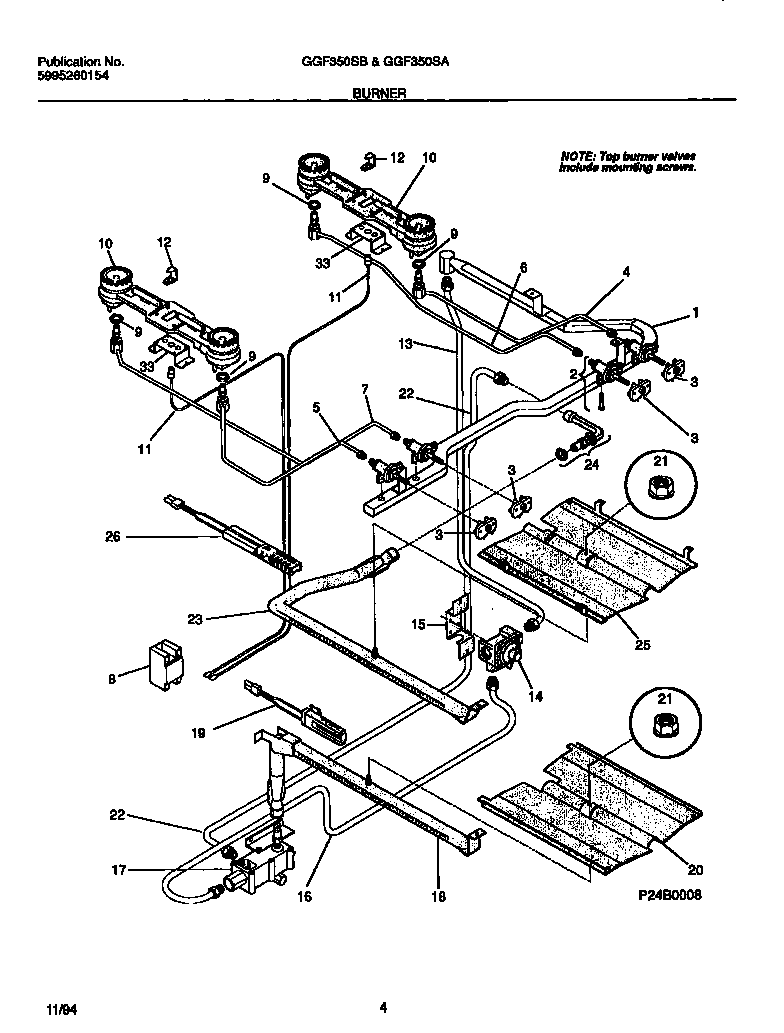 Gibson GGF353SADB burner diagram