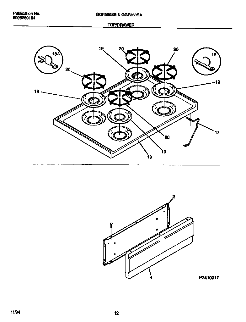 Gibson GGF353SADB top/drawer diagram