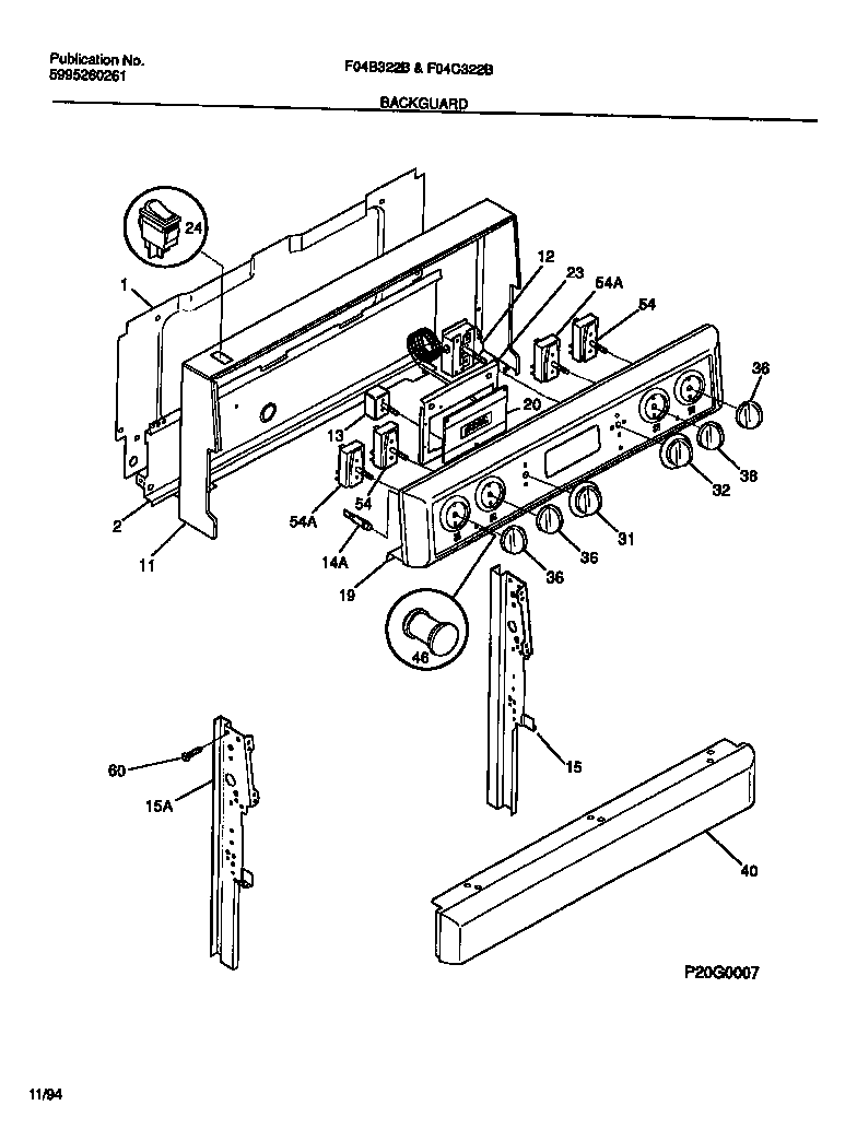 Frigidaire F04B322BWA backguard diagram