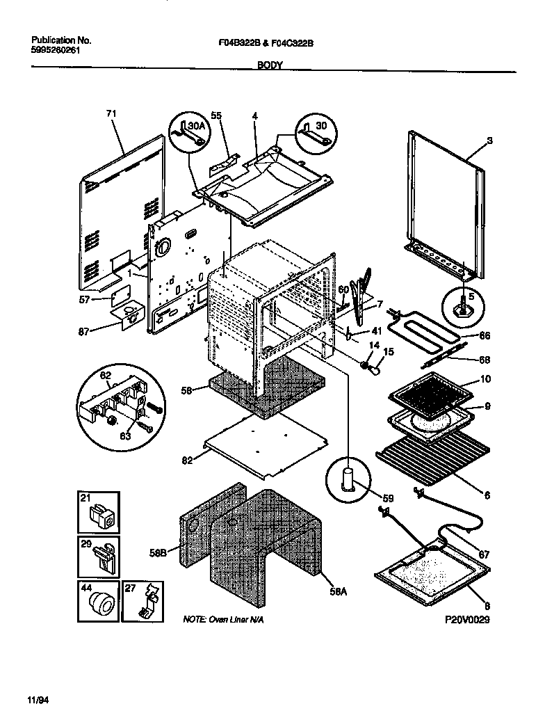 Frigidaire F04B322BWA body diagram