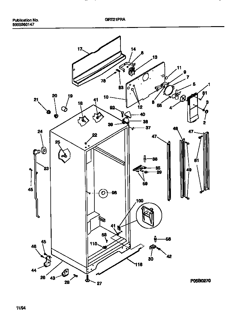 Gibson GRT21PRAW2 cabinet  w/fan assembly diagram