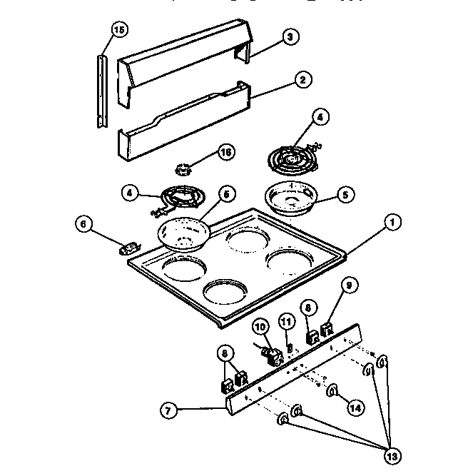 White-Westinghouse KF201HDW3 backguard diagram