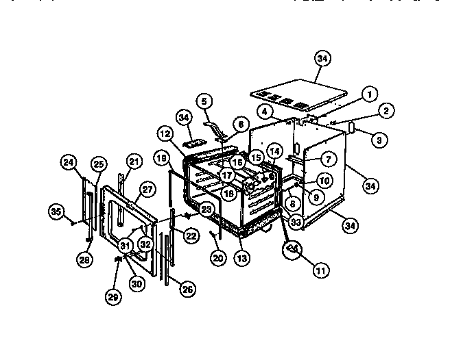 Frigidaire RG73BF1 oven liner, panels diagram