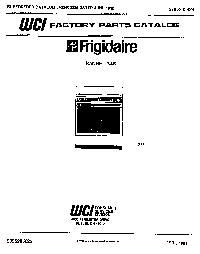 Frigidaire G30NL2 cover diagram